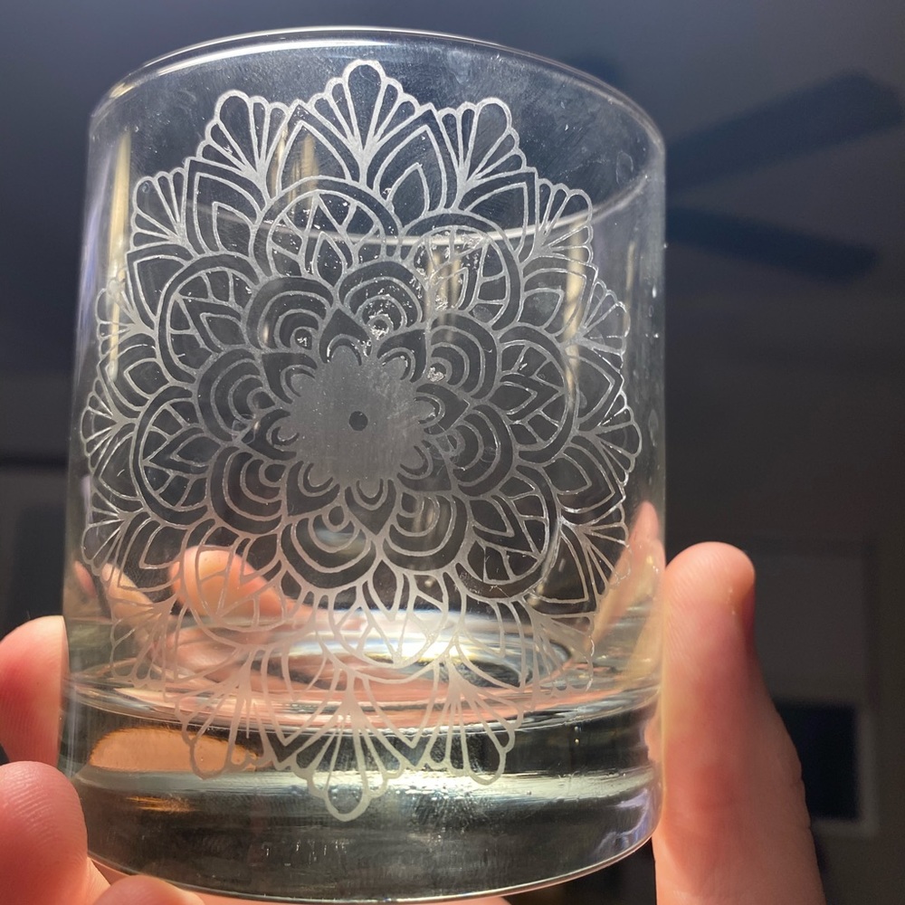 Custom etched rocks glass